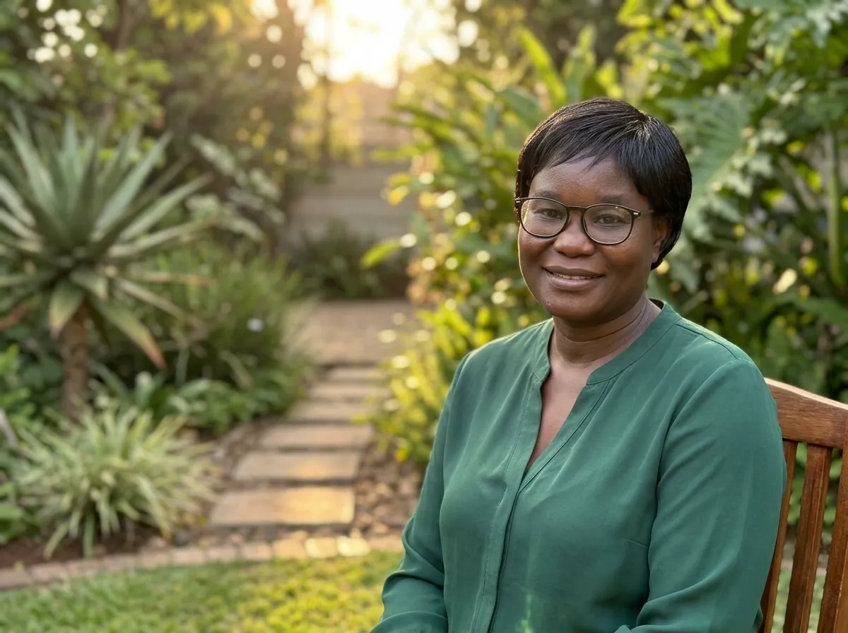Dr Mugabe, founder of Nestling Space, in the garden