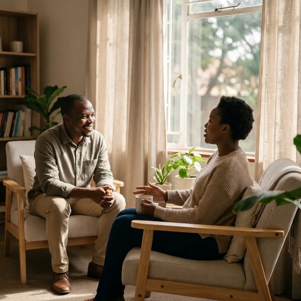 Couples conversation at Nestling Space