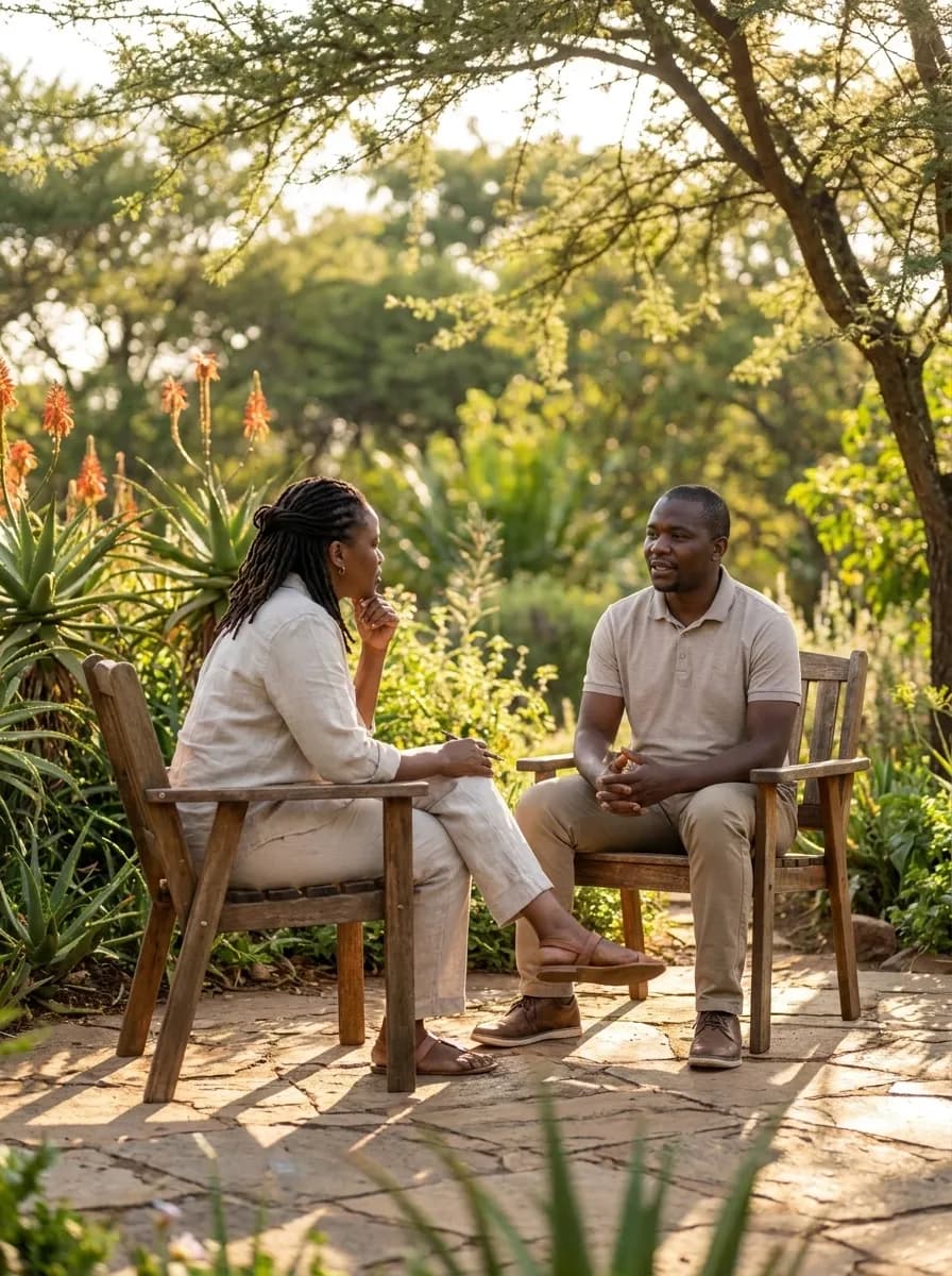 Outdoor counselling session at Nestling Space
